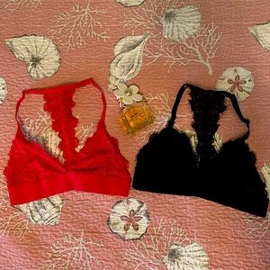 PINK red and black lace bralettes ❤️